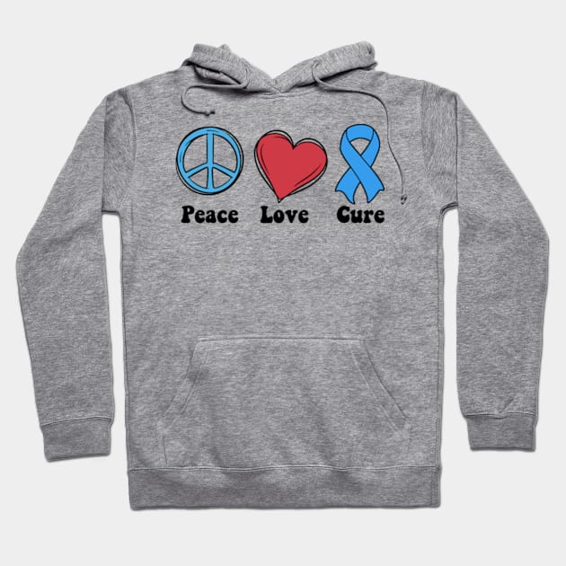 Peace Love Cure Type One Diabetes awareness T1D Hoodie by David Brown